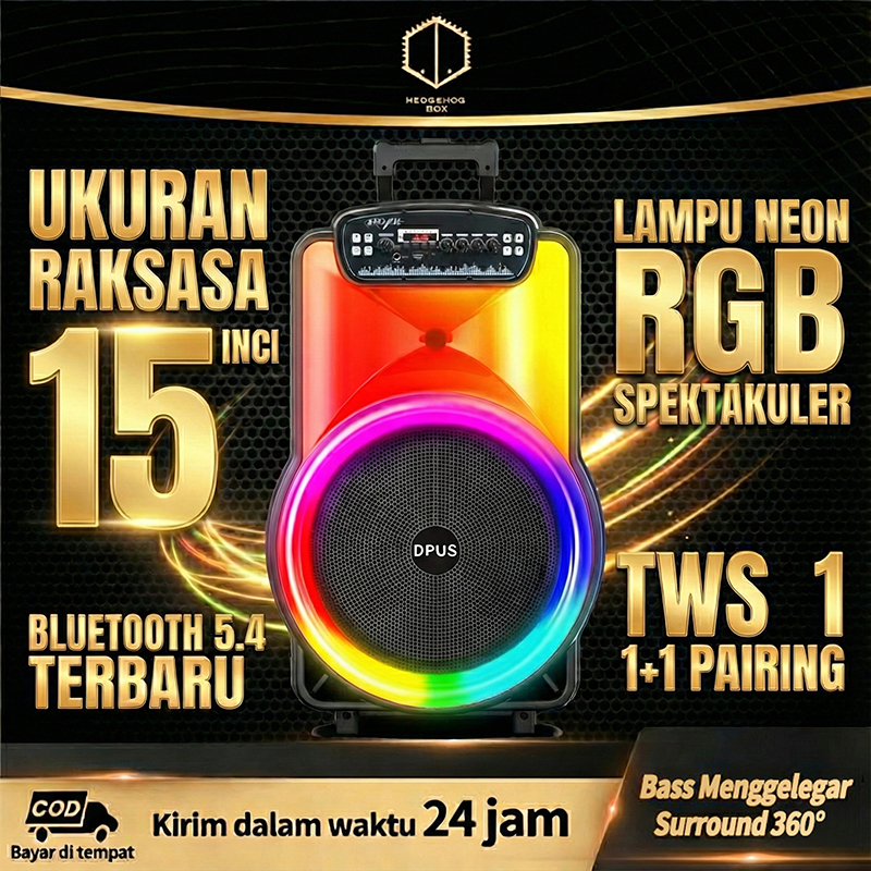 [COD] Speaker Bluetooth Portable 15 Inch Jumbo (Super Bass)-Karaoke Set Free Mic Wireless & RGB LED