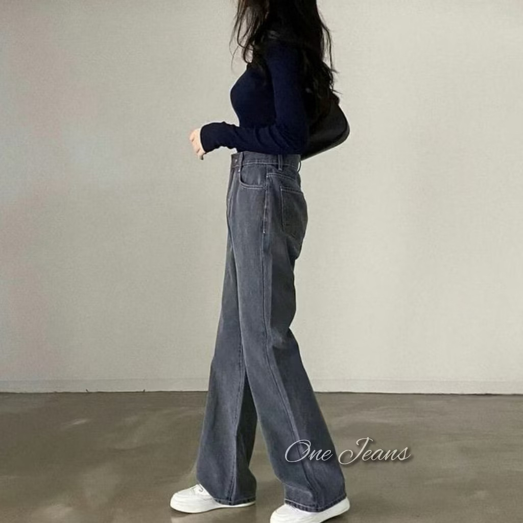 Highwaist korea style celana kulot jeans wanita