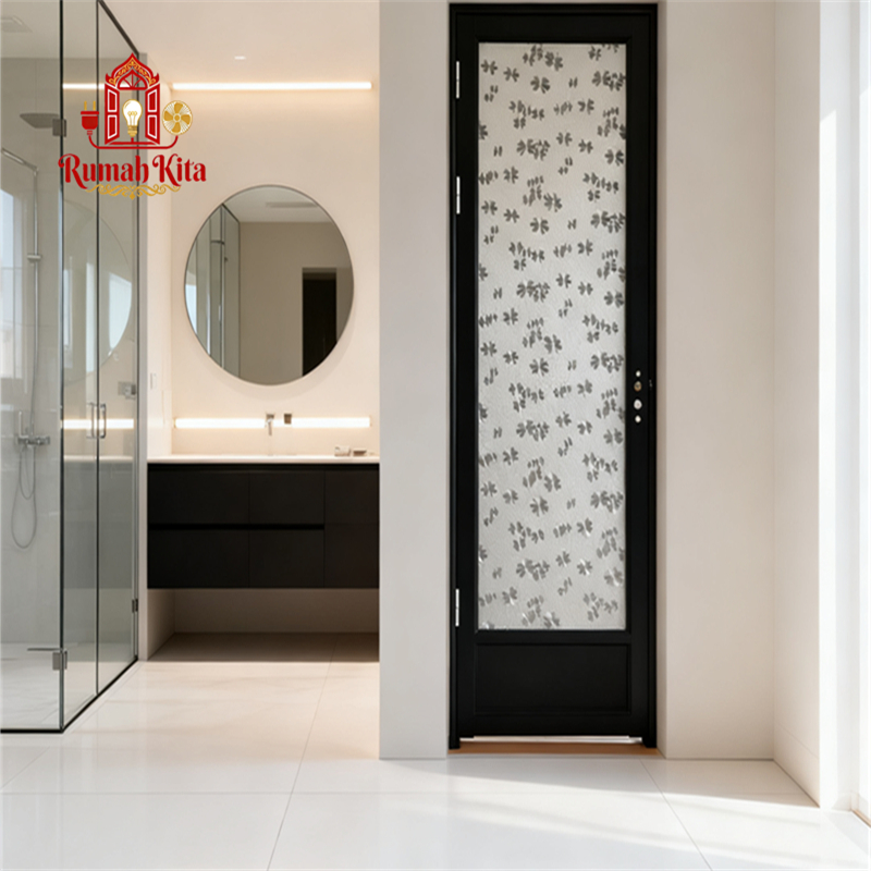 RumahKita - PINTU KAMAR MANDI 70 x 200cm Hitam / Pintu Aluminium / Pintu Kamar Mandi / Pintu Toilet/