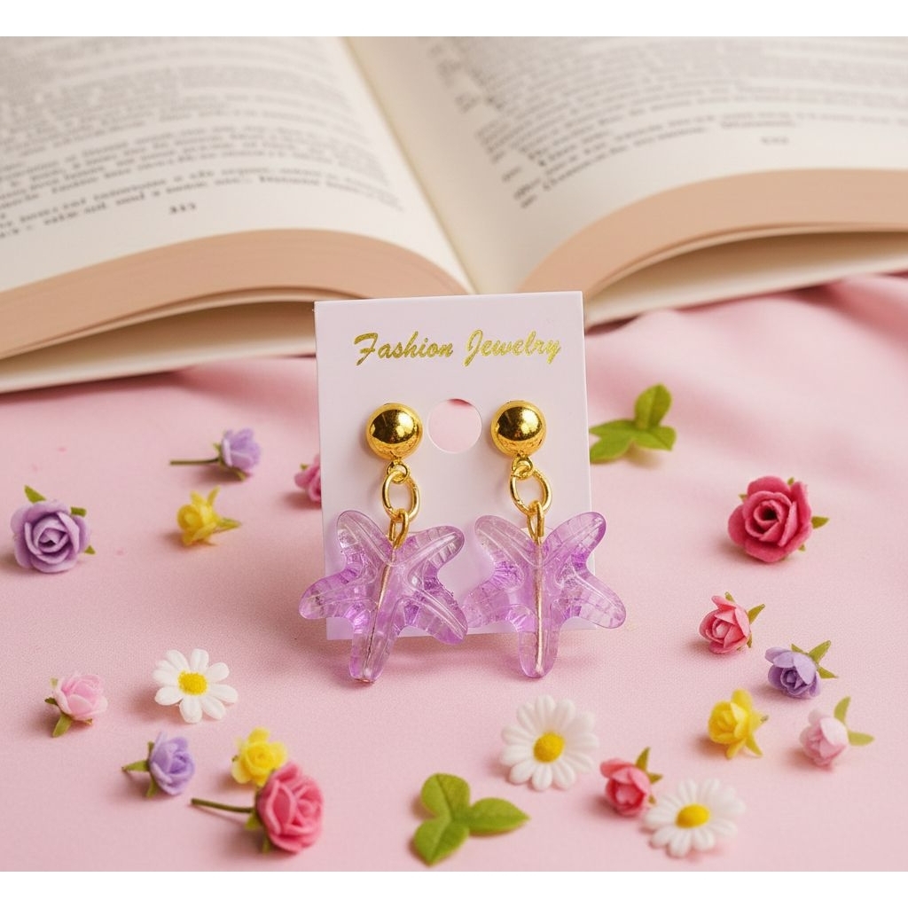 Anting-Anting Manik Bintang Laut Ungu