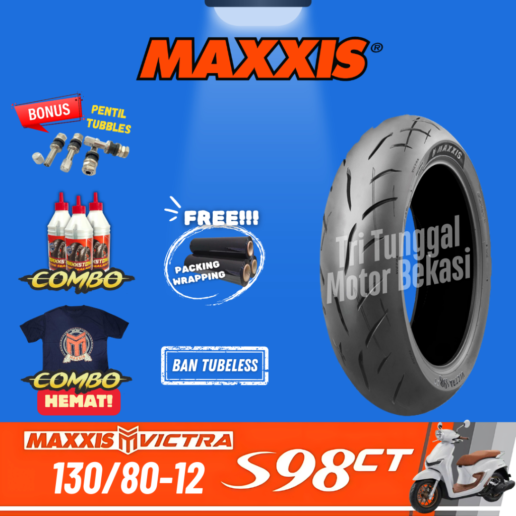 [READY COD] BAN MAXXIS RING 12 VICTRA 98 CT TUBELESS 130/80-12 / BAN MOTOR MAXXIS / BAN MAXXIS RING 