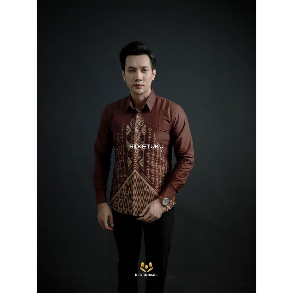 CHAKRA MAHOGANY kemeja batik pria lengan panjang warna mahogany terbaru
