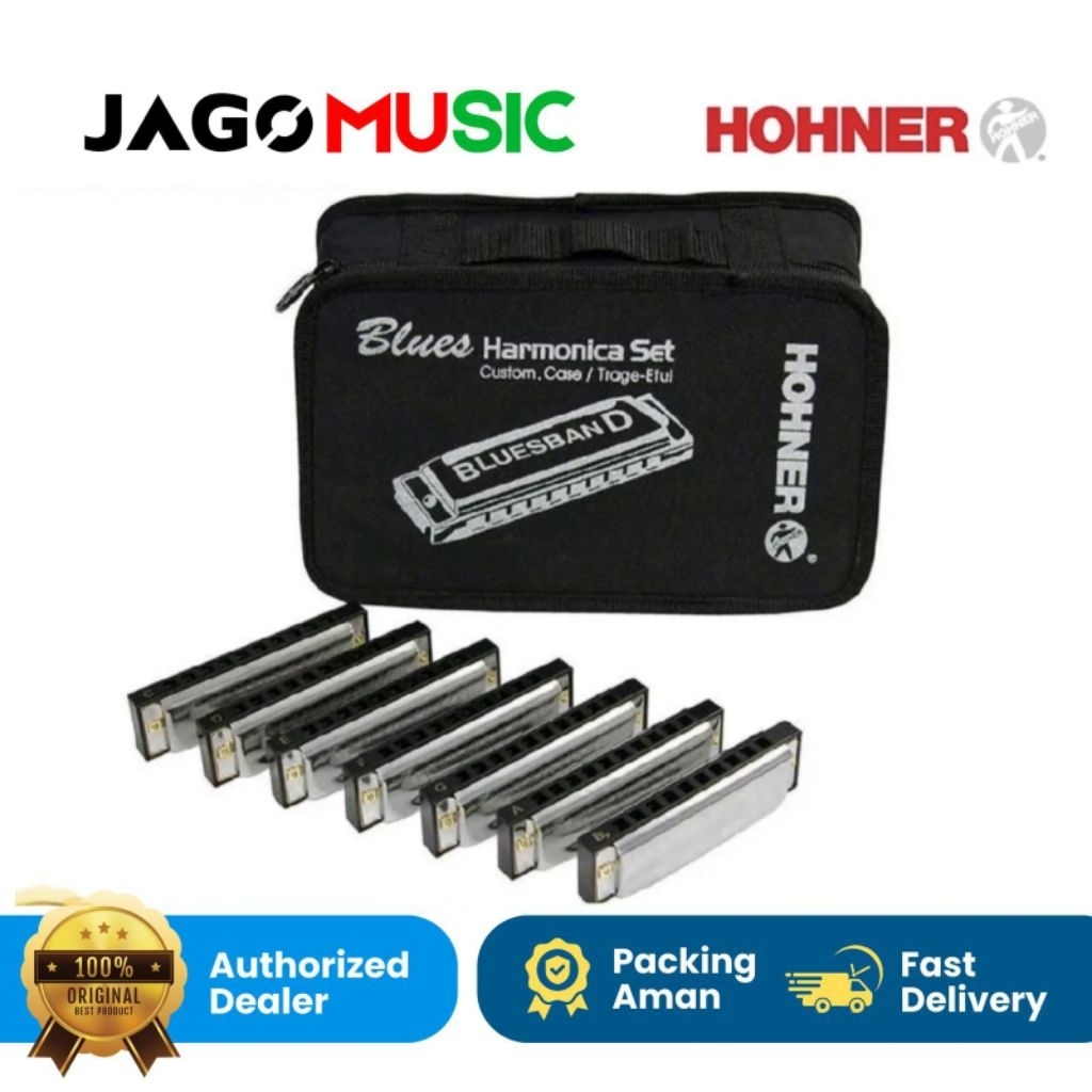 Harmonika Set 7 Key A to G Hohner Bluesband Harmonika Set With Case