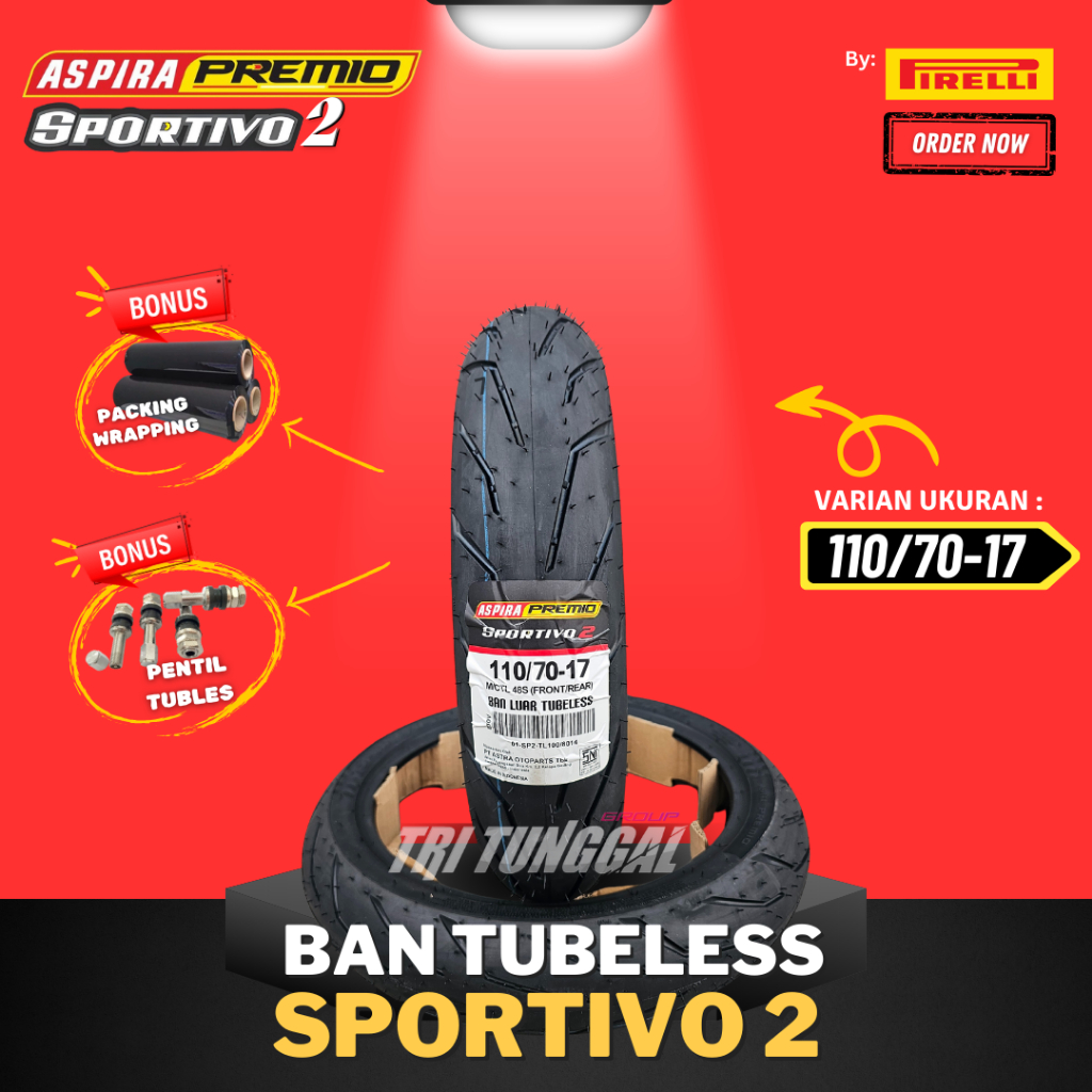 [READY COD] BAN ASPIRA PREMIO SPORTIVO 2 ( 110/70-17 ) BAN TUBELESS MEDIUM SOFT COMPOUND RING 17 / B