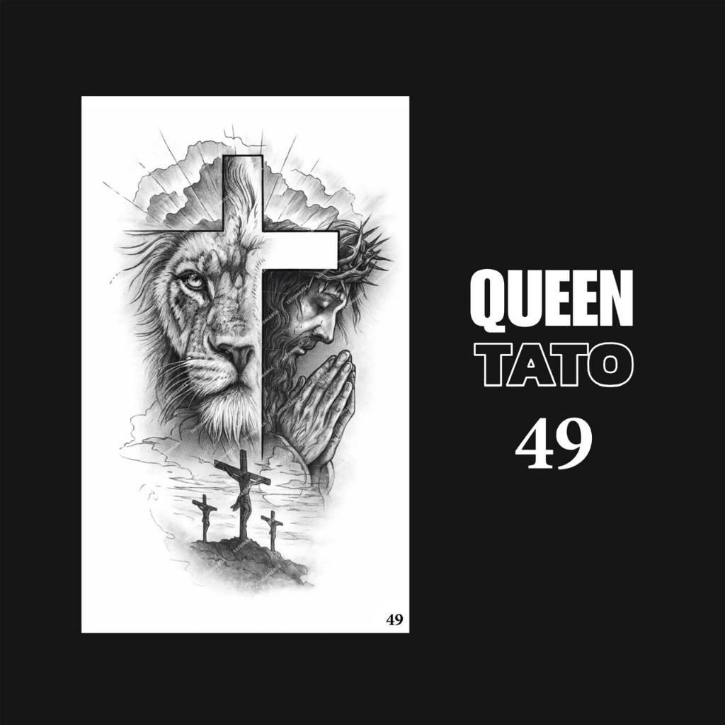 QueenTato - Stiker tato temporer semi permanen Motif Gambar 49