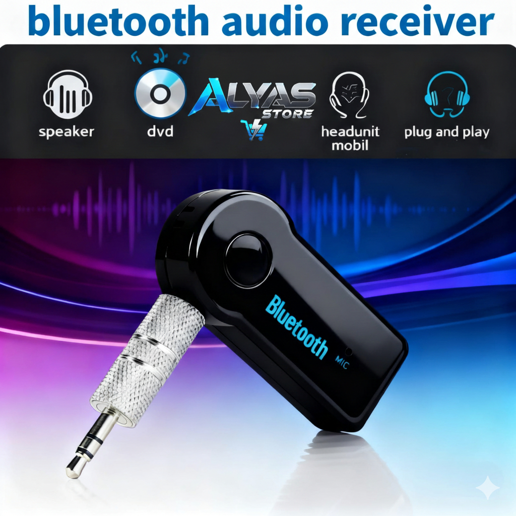 Receiver Bluetooth Audio Mobil/Speaker jack 3.5mm Wireless Music Adapter Alat Penerima Musik Blutoot