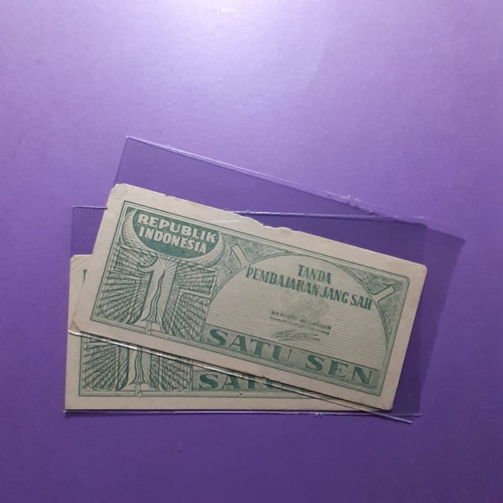 uang kuno 1 sen ori tahun 1945