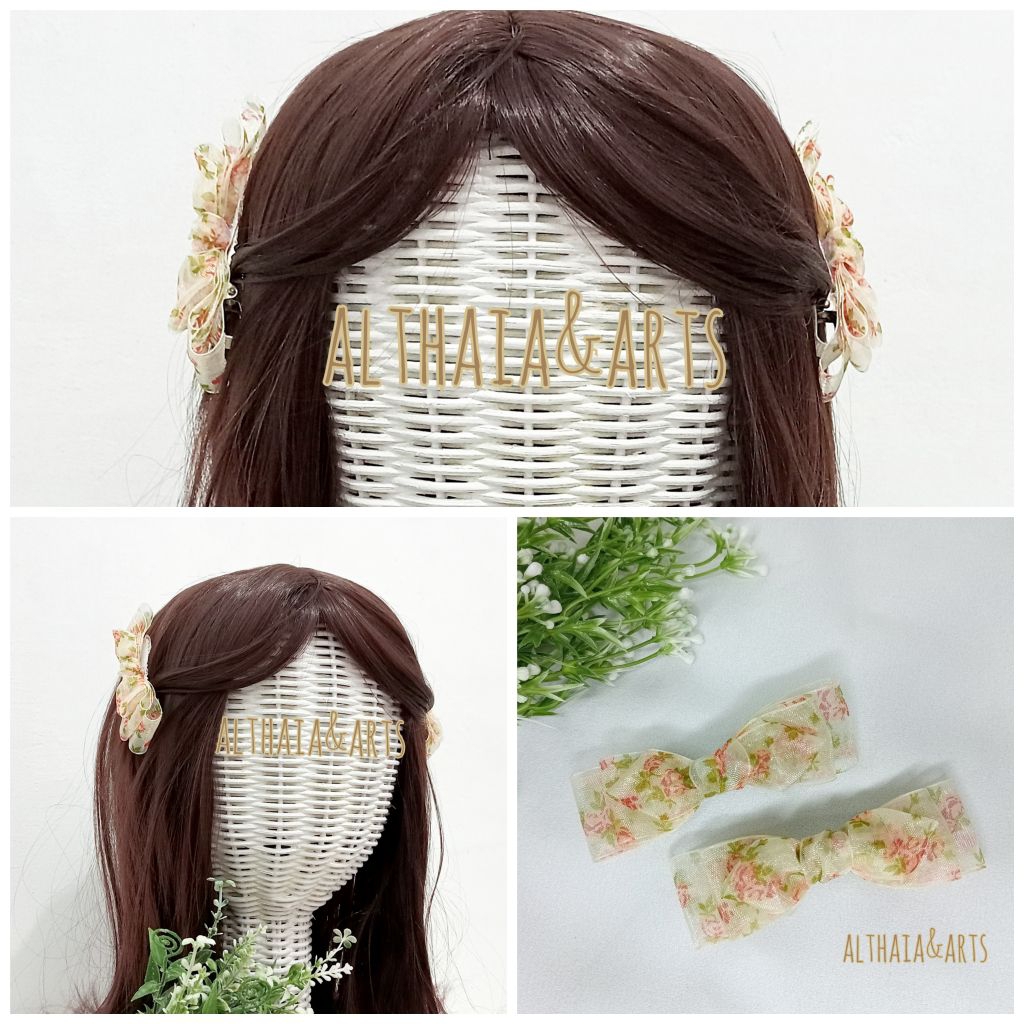 Jepit Rambut Pita Korea Set Motif Bunga