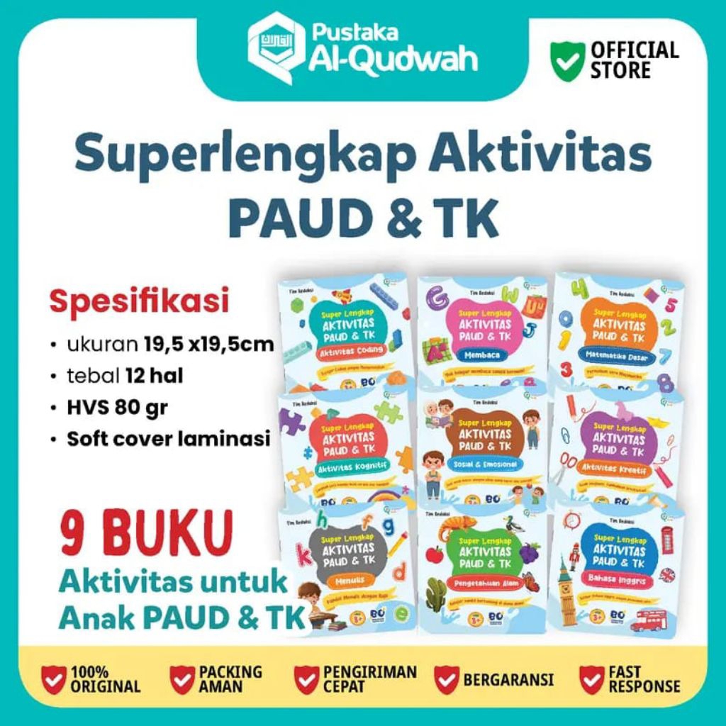 Paket Superlengkap Aktivitas Anak Paud & TK 9 Buku | Qudwah Kids