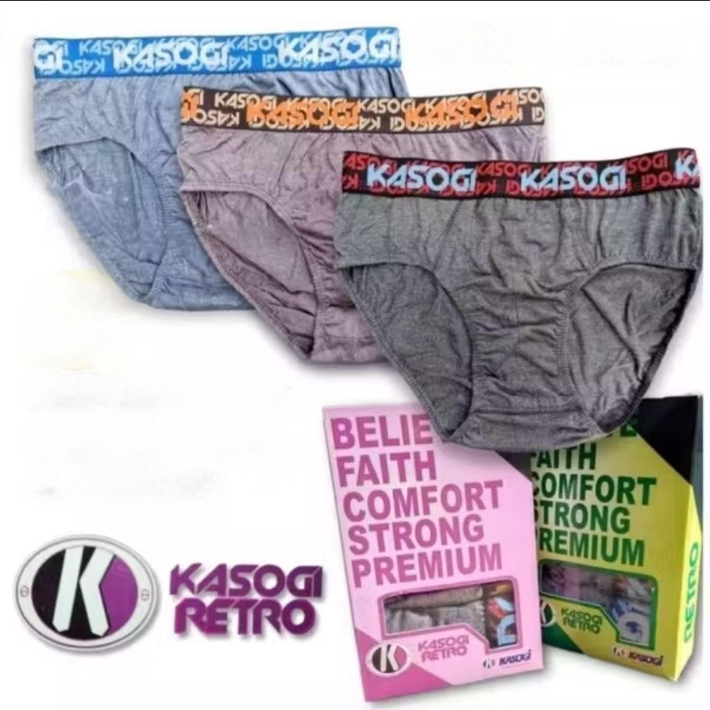 ( CD.30 ) Celana Dalam Pria KASOGI RETRO (3 Pcs) M L XL.