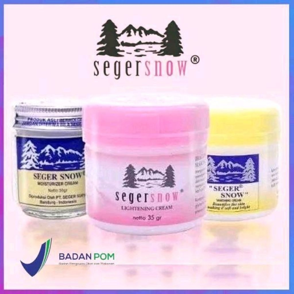 SEGER SNOW vanishing cream (kuning) & skin lightening cream (pink) - haslin cap gunung