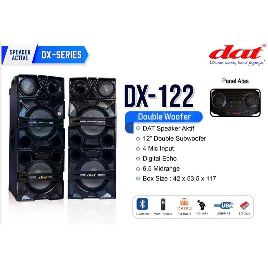 SPEAKER ACTIVE PASSIVE DAT DX122 SPEAKER AKTIF PASIF DAT DX-122 BLUETOOTH KARAOKE 12INCH DOUBLE SUB