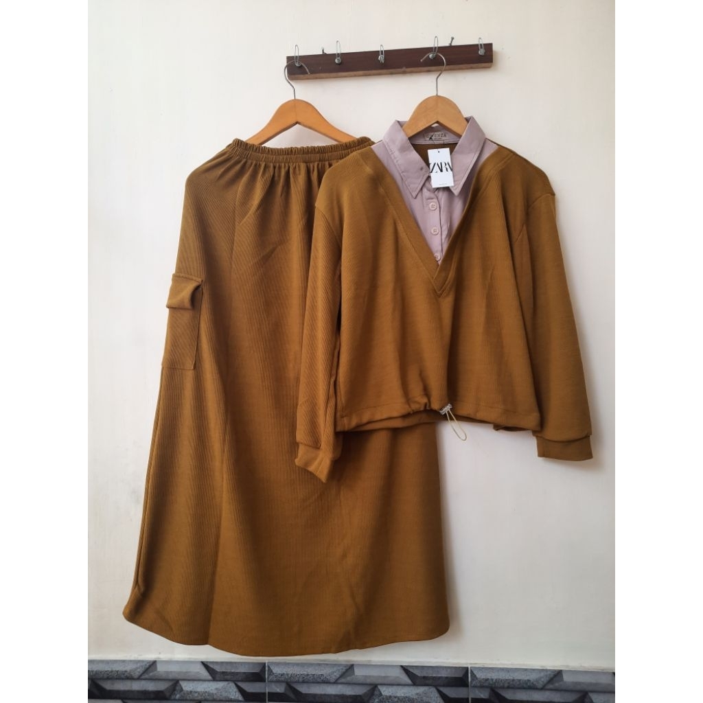 setelan gwenza knit premium gwenza-zara ld 110-115 ready