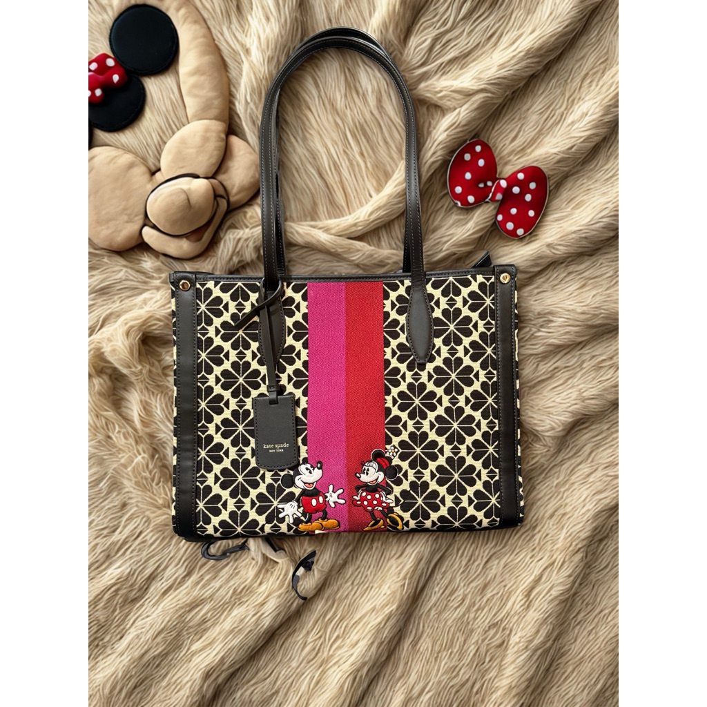 Kate spade disney 100 cream flower jacquard tote bag