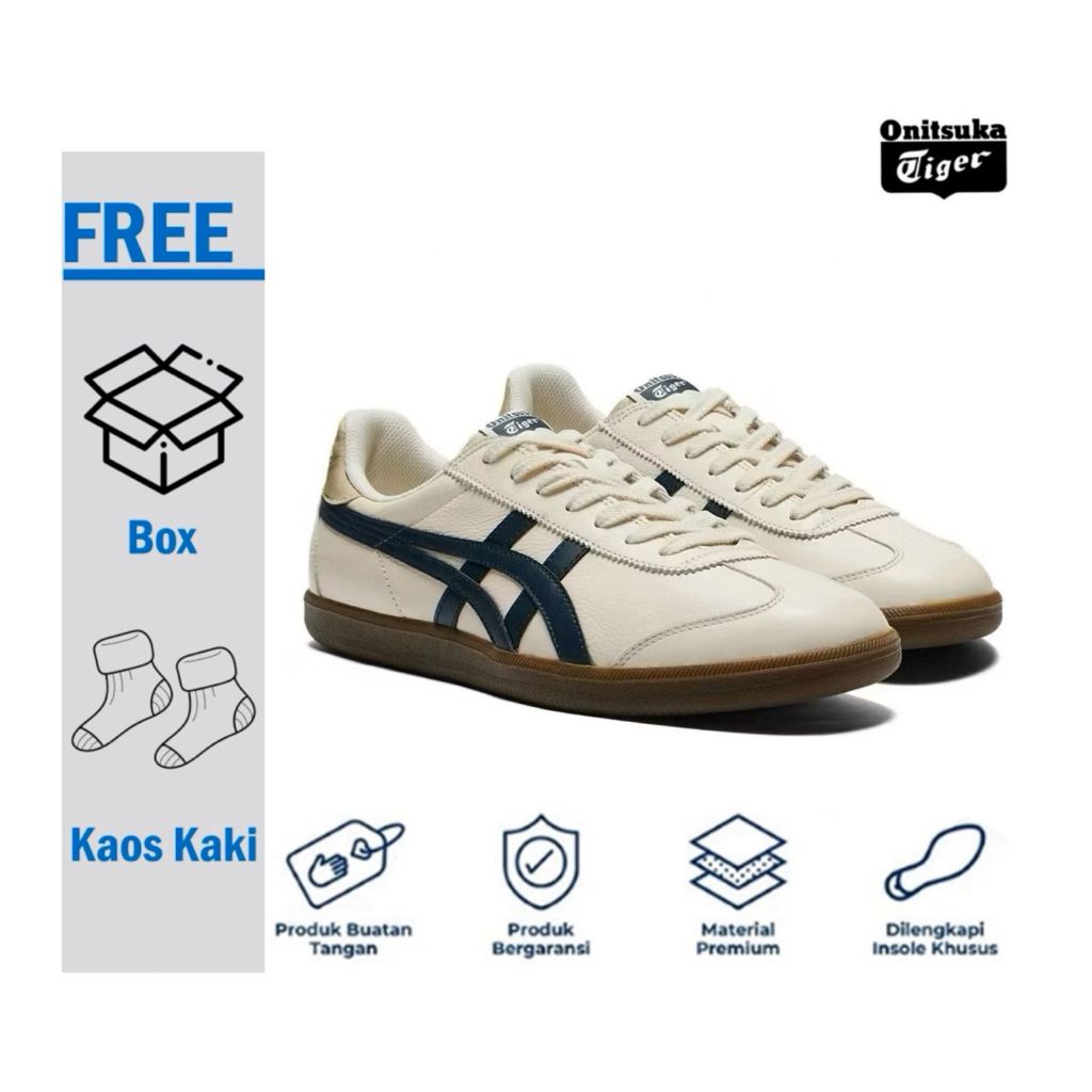 Sepatu Sneakers Onitsuka Tiger Tokuten White Black Gold /Bisa Pake Unisex / Original