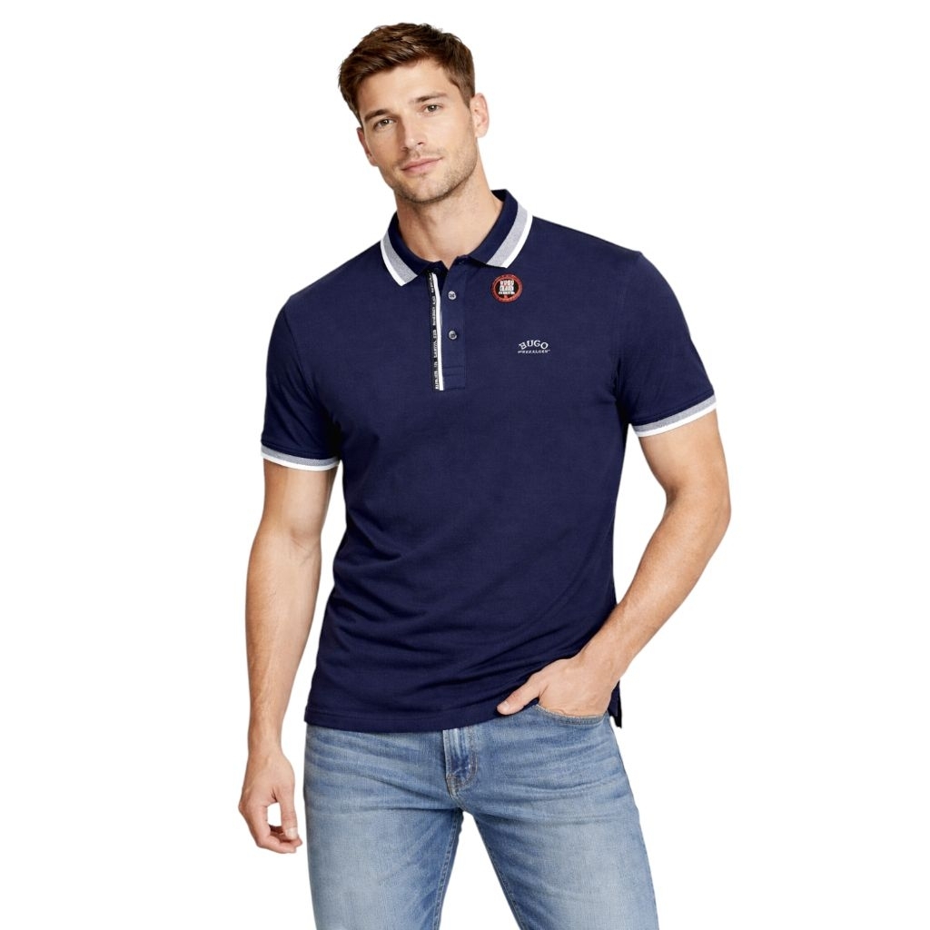 Kaos kerah pria dewasa lengan pendek Hugo Class L XL