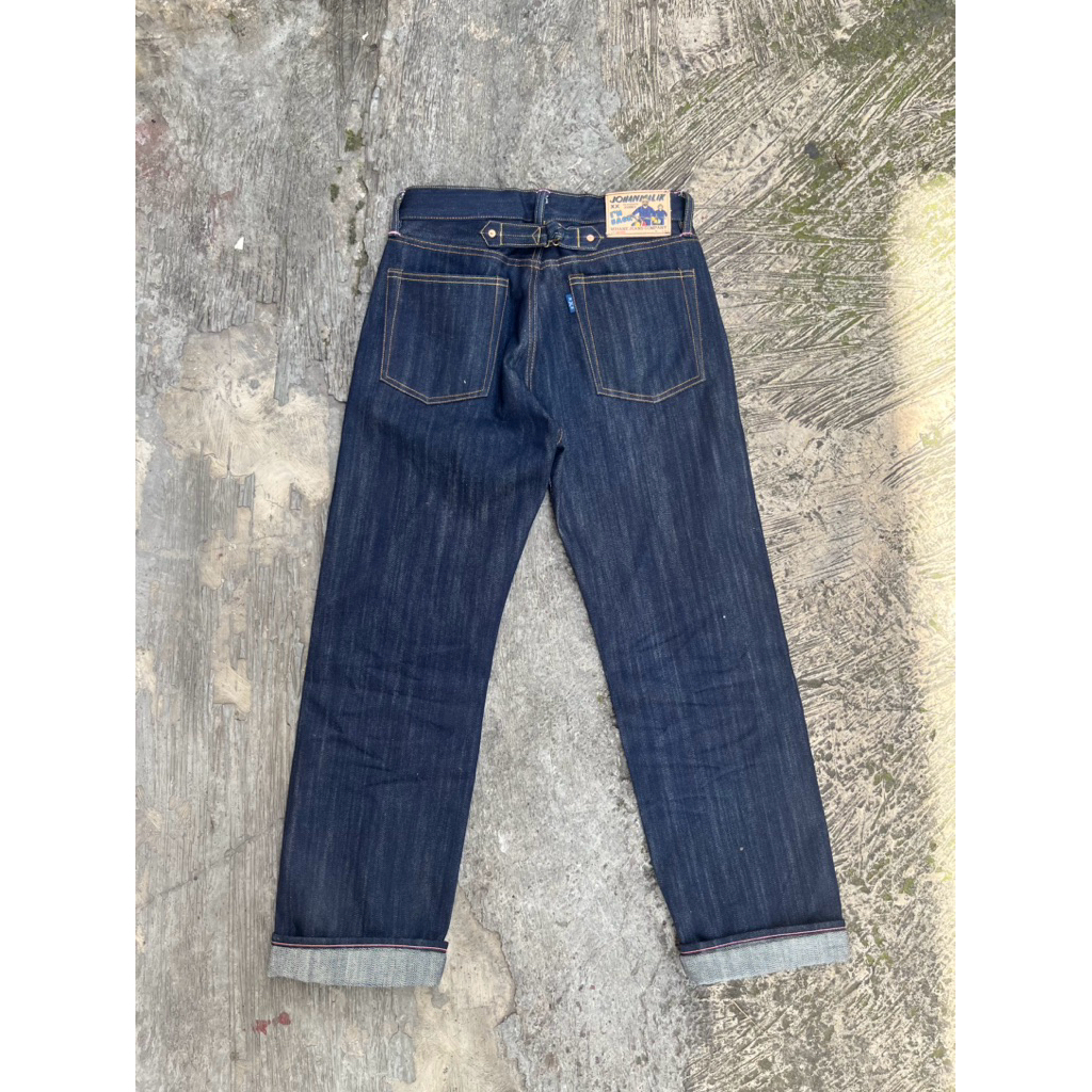 mihane x johan malik 16 oz sanforized denim pink selvedge