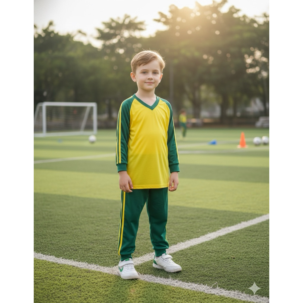 Setelan Baju Olahraga Anak Sekolah TK/ PAUD HIJAU KUNING V