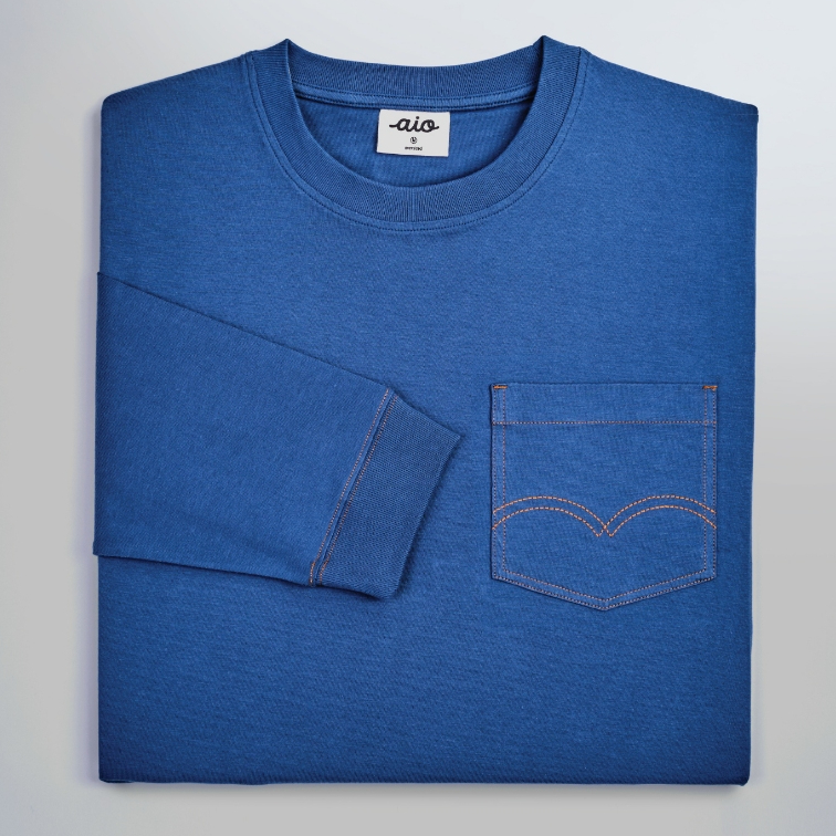 aio - Kaos Lengan Panjang Premium Heavyweight - Denim Blue
