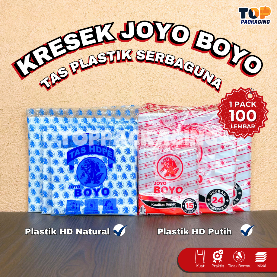 Kantong Kresek Putih Dop Natural Bening Dop Joyo Boyo 15, 24, 28, 35 Bungkus Nasi Kotak Belanjaan