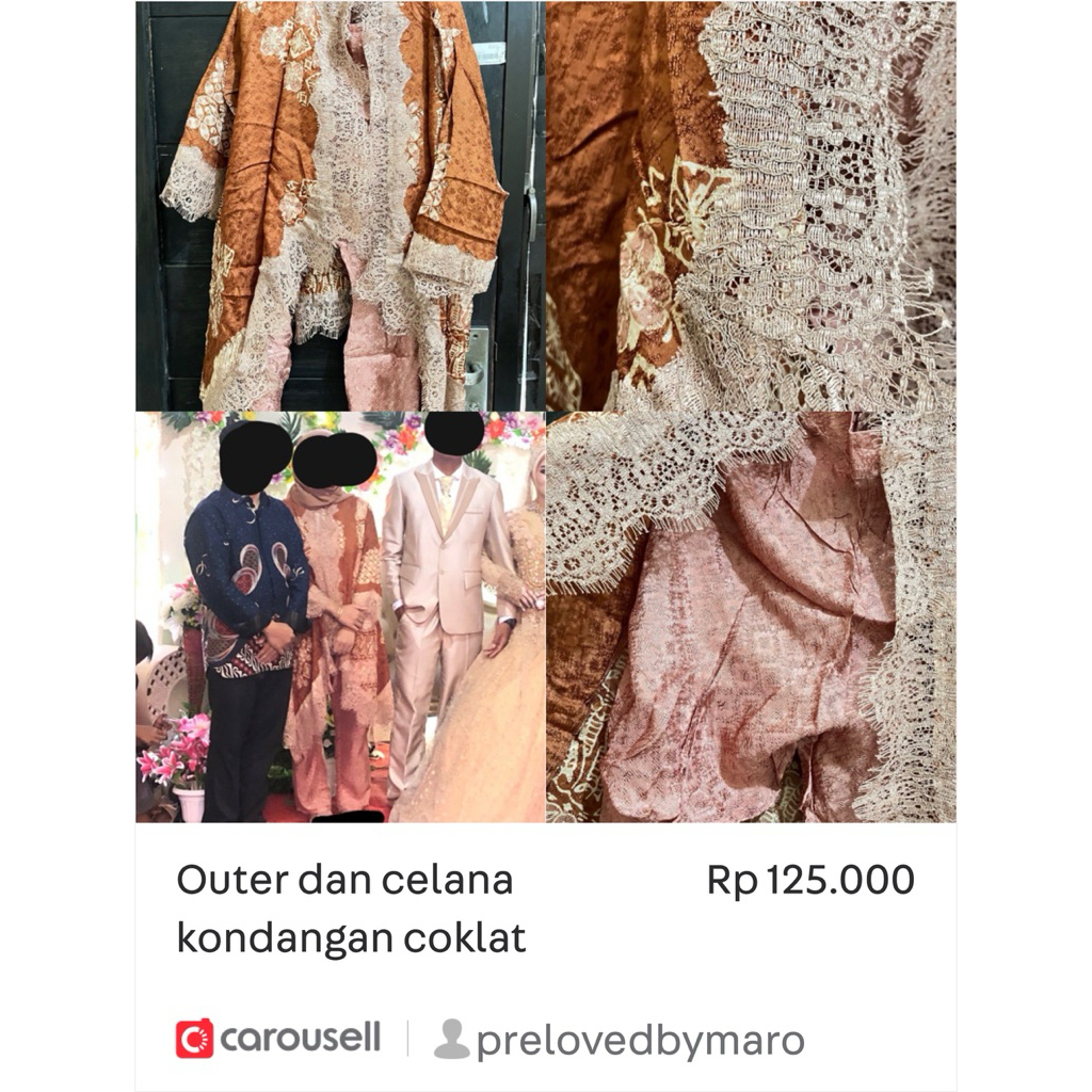 preloved baju kondangan wanita satu set celana dan outer