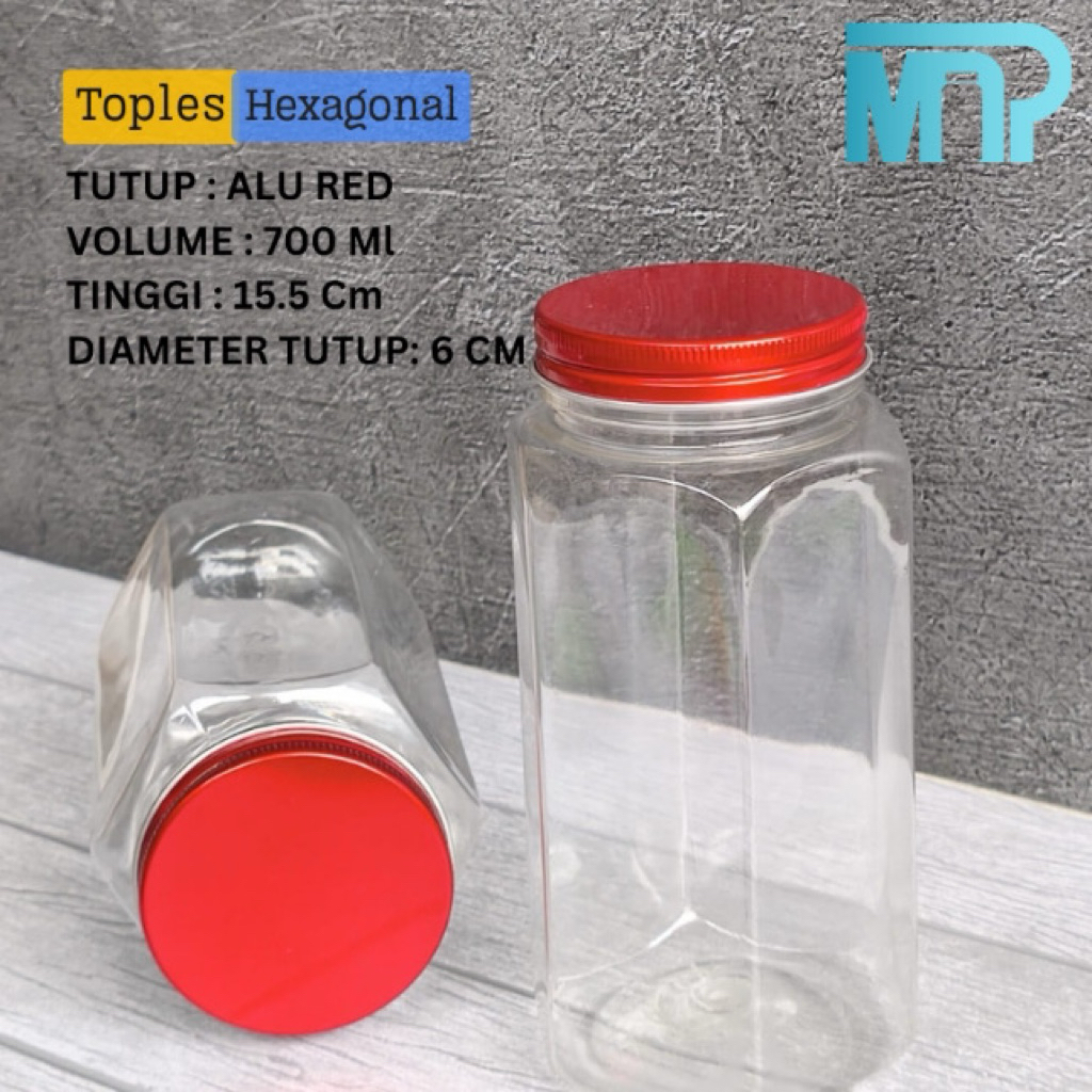 jar toples plastik kotak kue wadah kue kering jar hexagonal