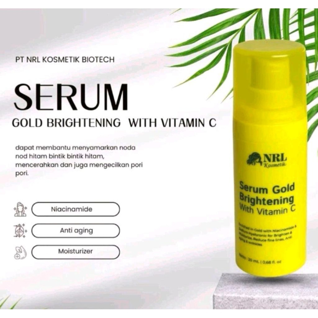 NRL Kosmetik Serum Gold Brightening with Vitamin C 30ml - Menghilangkan Fiek Hitam & Kerutan Halus M