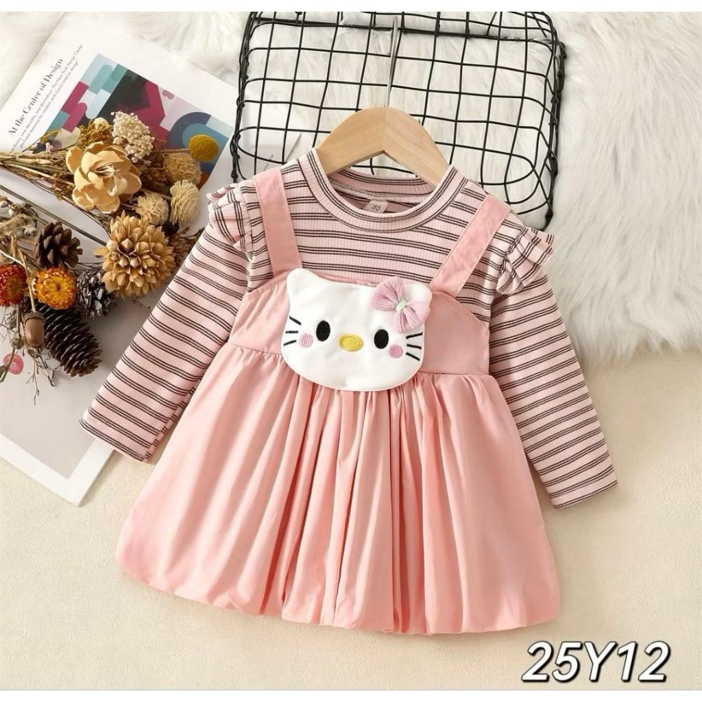 INESRA - DRES ANAK PEREMPUAN MODEL BALON UNTUK USIA 4 bulan - 4 tahun BAJU ANAK MOTIF BONEKA CANTIK