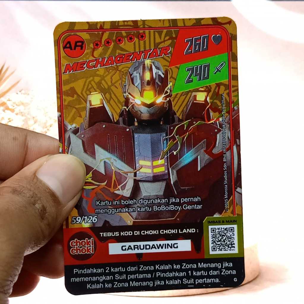Kartu Boboiboy GOLD Card – Kartu Emas Hologram Langka AR Mechca Gentar Choki Choki Monsta Galaxy Car