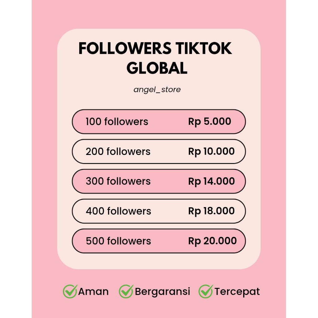 Tiktok Followers Permanen Non Drop | Followers Tiktok Global | Followers Tiktok Murah Fast