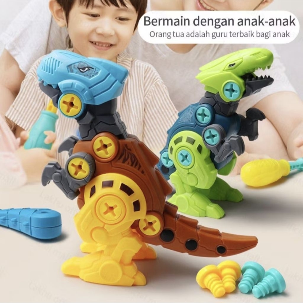 Mainan Dinosaurus Robot - Dapat Dibongkar Pasang, Plastik Berkualitas, Model Acak