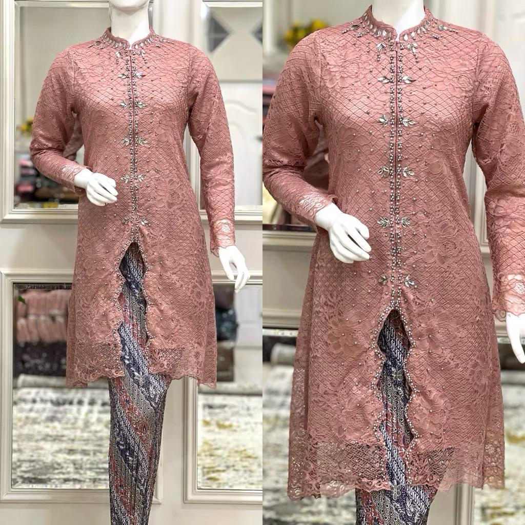 Setelan Kebaya Jumbo Ld120 / Set Kebaya Brukat Modern / Baju Kondangan Wanita / Kebaya Payet Terbaru
