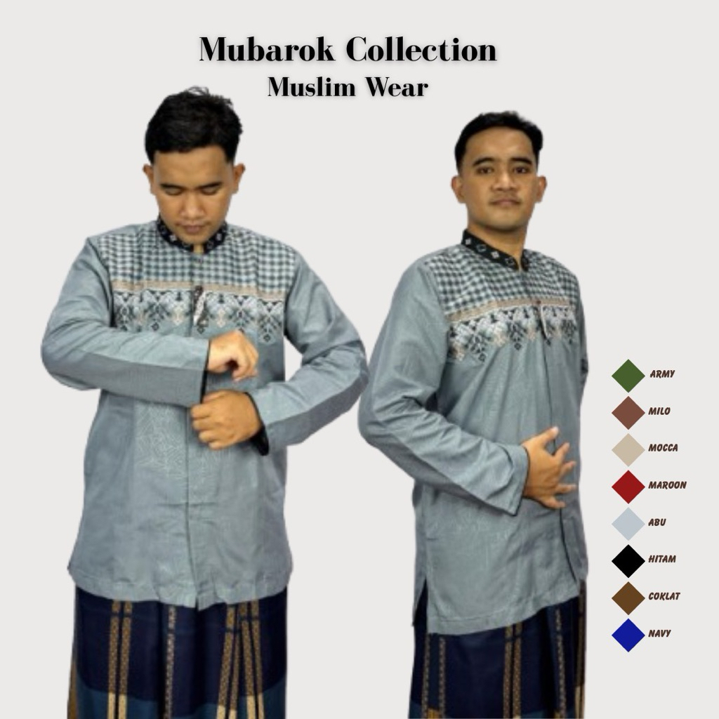 baju koko embos lengan panjang warna terbaru baju koko taqwa Mubarok collection