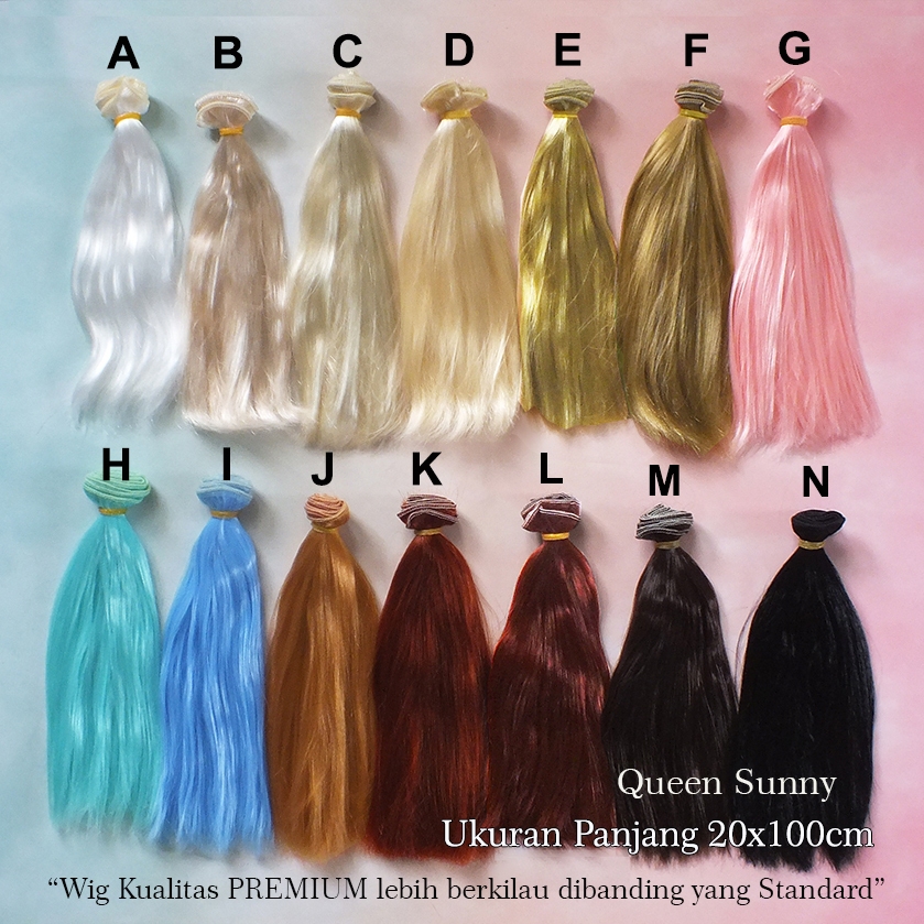 Doll Hair Milk Silk PREMIUM Wig Uk 20x100cm Rambut Palsu Boneka Hair Wefts DIY 20cm