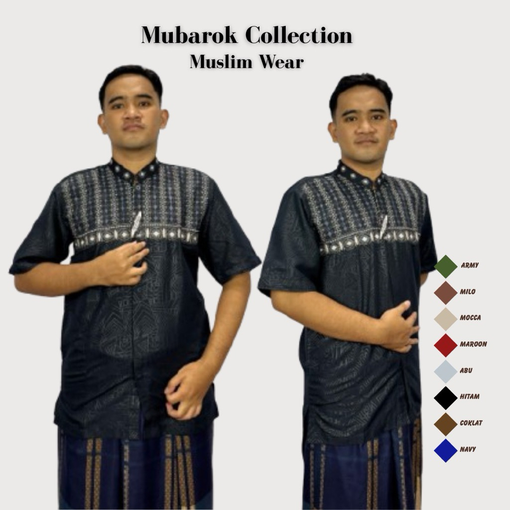 baju koko embos lengan pendek motip bordir tebaru baju koko taqwa Mubarok collection
