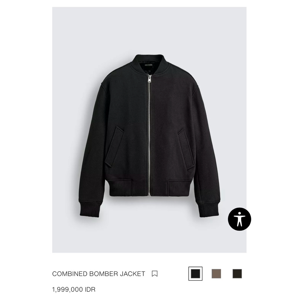 ZARA Suede Bomber Jacket - Black
