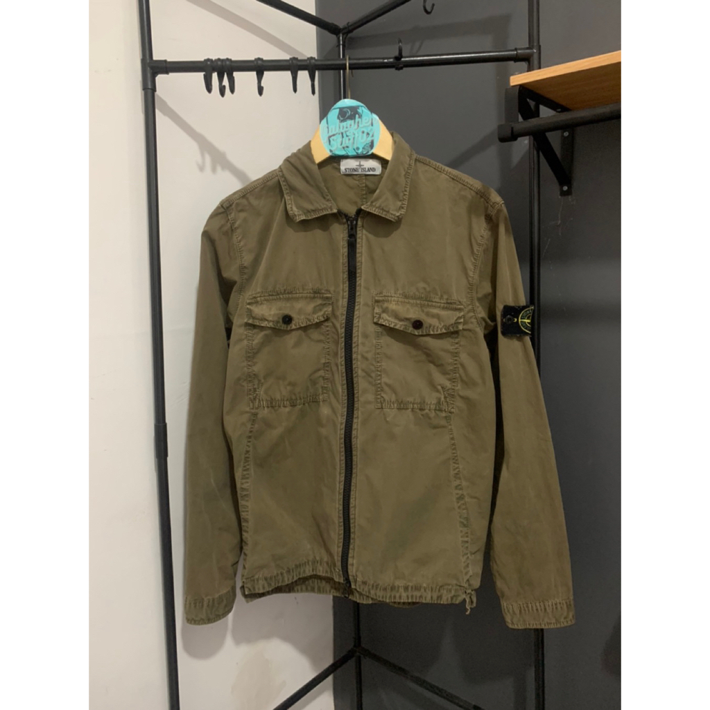 STONE ISLAND OVERSHIRT OLIVE 100% ORIGINAL