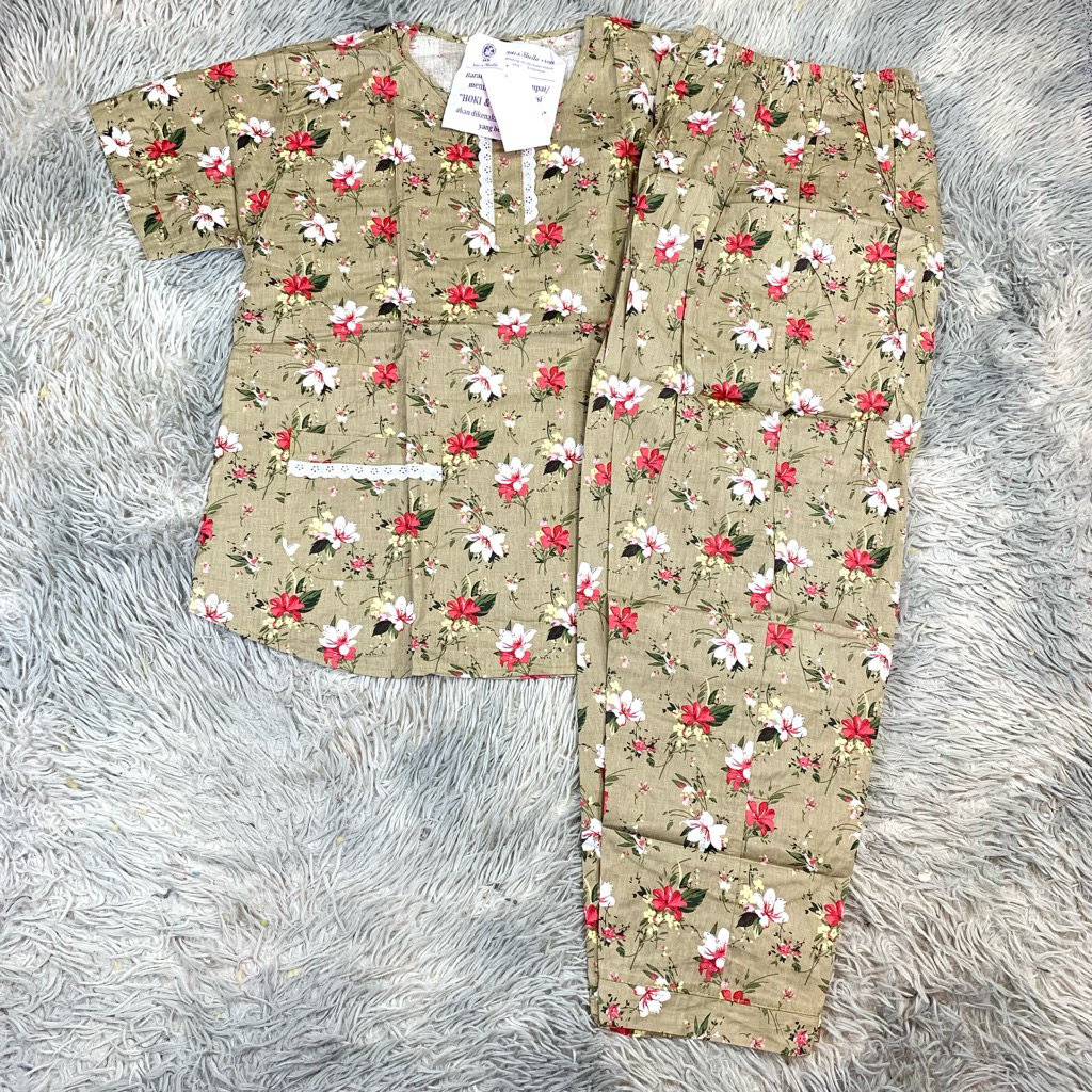 Tebobok - CP Hoki Sheila Orange Katun Lokal | Baju Tidur Hoki Sheila Lebel Orange