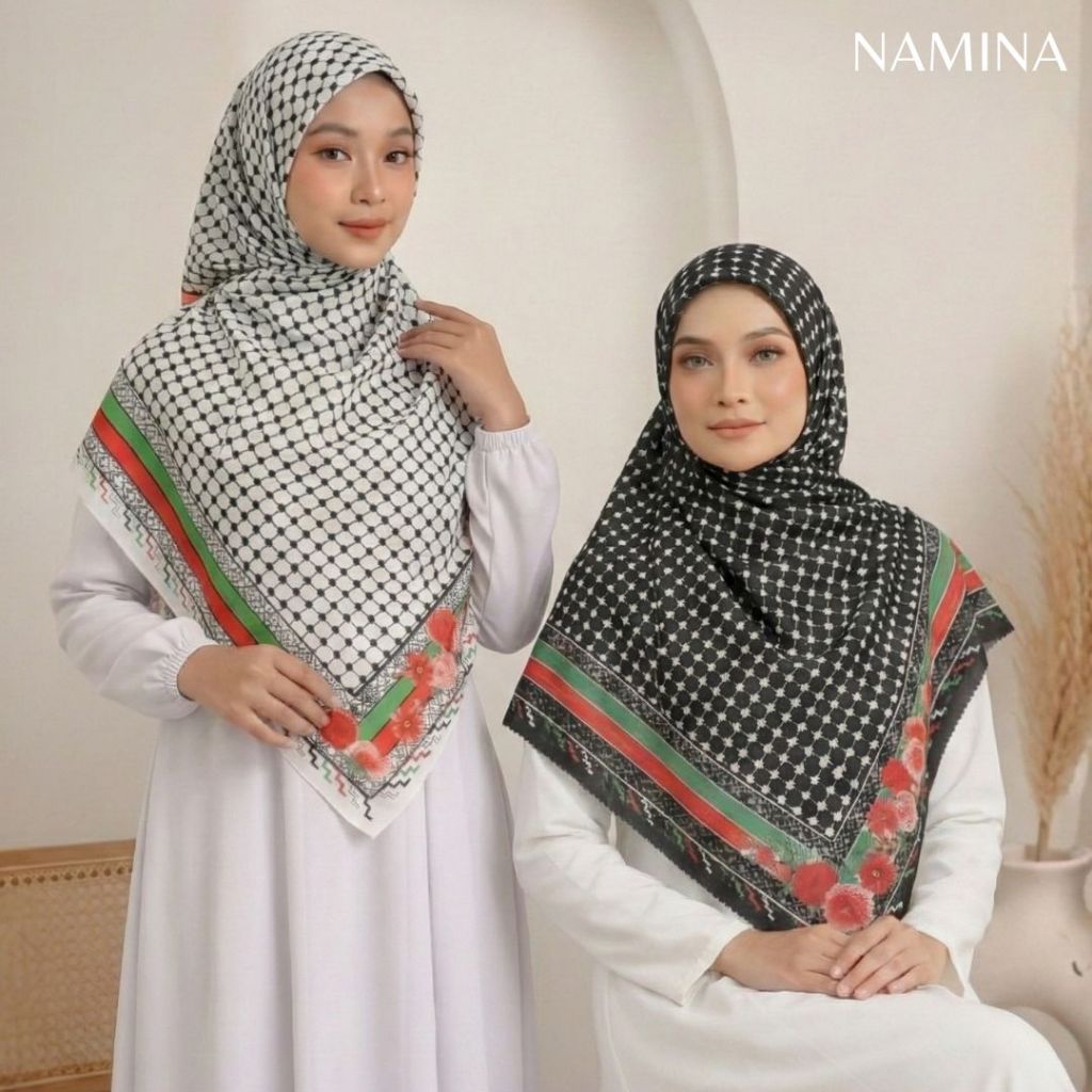 Jilbab Segiempat Syari Motif Jumbo Katun Voal Premium 130x130