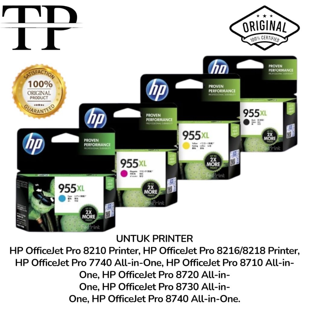 PAKET 1SET TINTA CARTRIDGE HP 955X LHP OfficeJet Pro 8710 All-in-One ORIGINAL