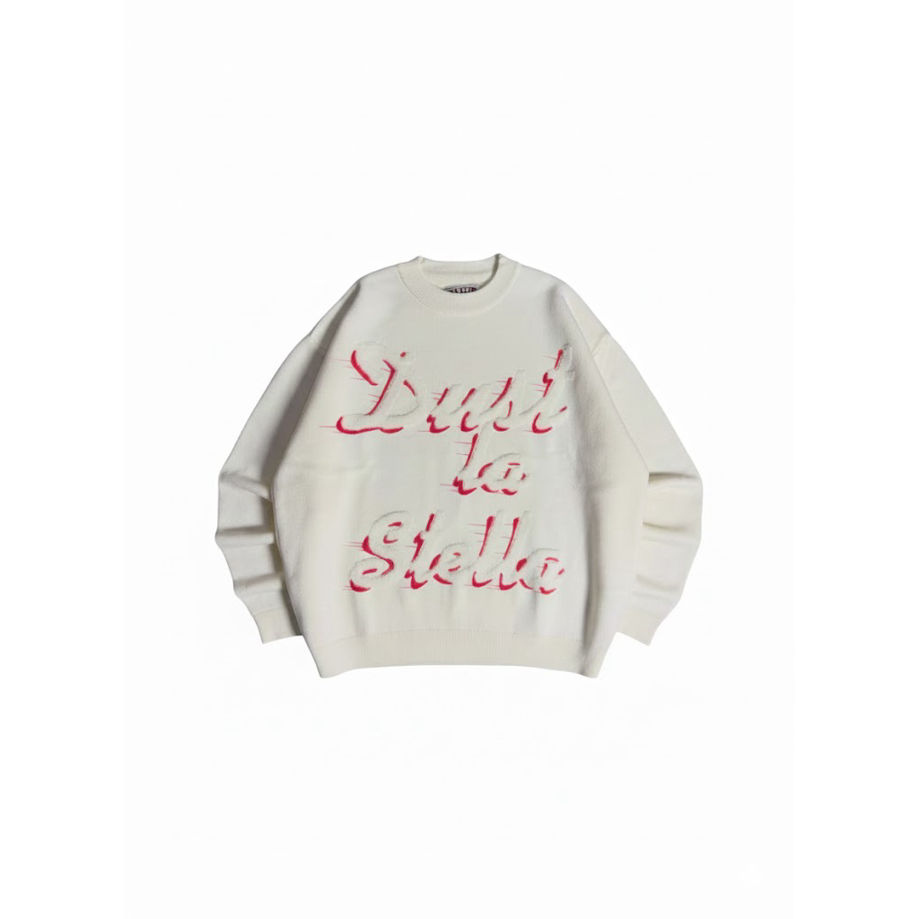 Dustlastella - Signature Knit Long Sleeve White Airbrushed