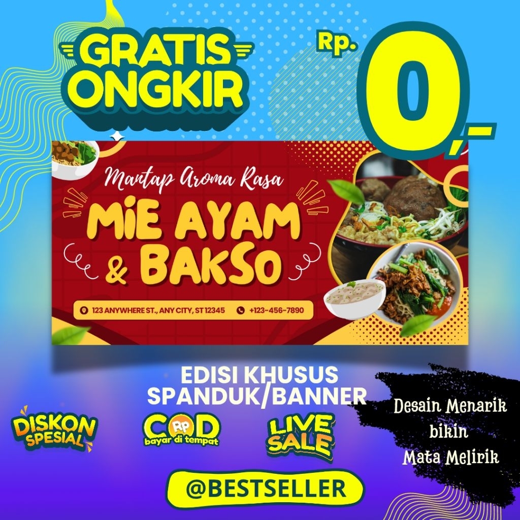 SPANDUK MIE AYAM BAKSO bisa custom