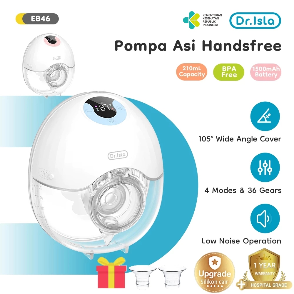 Dr.isla Pompa Asi Elektrik Handsfree Wearable Breast Pump Portable 210Ml 4 Mode 36 Level 24mm Penamp