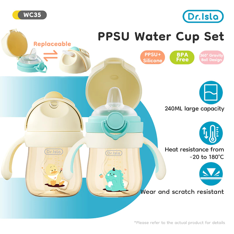 Dr.isla Botol Minum Bayi PPSU Botol Minum Anak Bpa Free 240ML Botol Susu Training Cup WC35