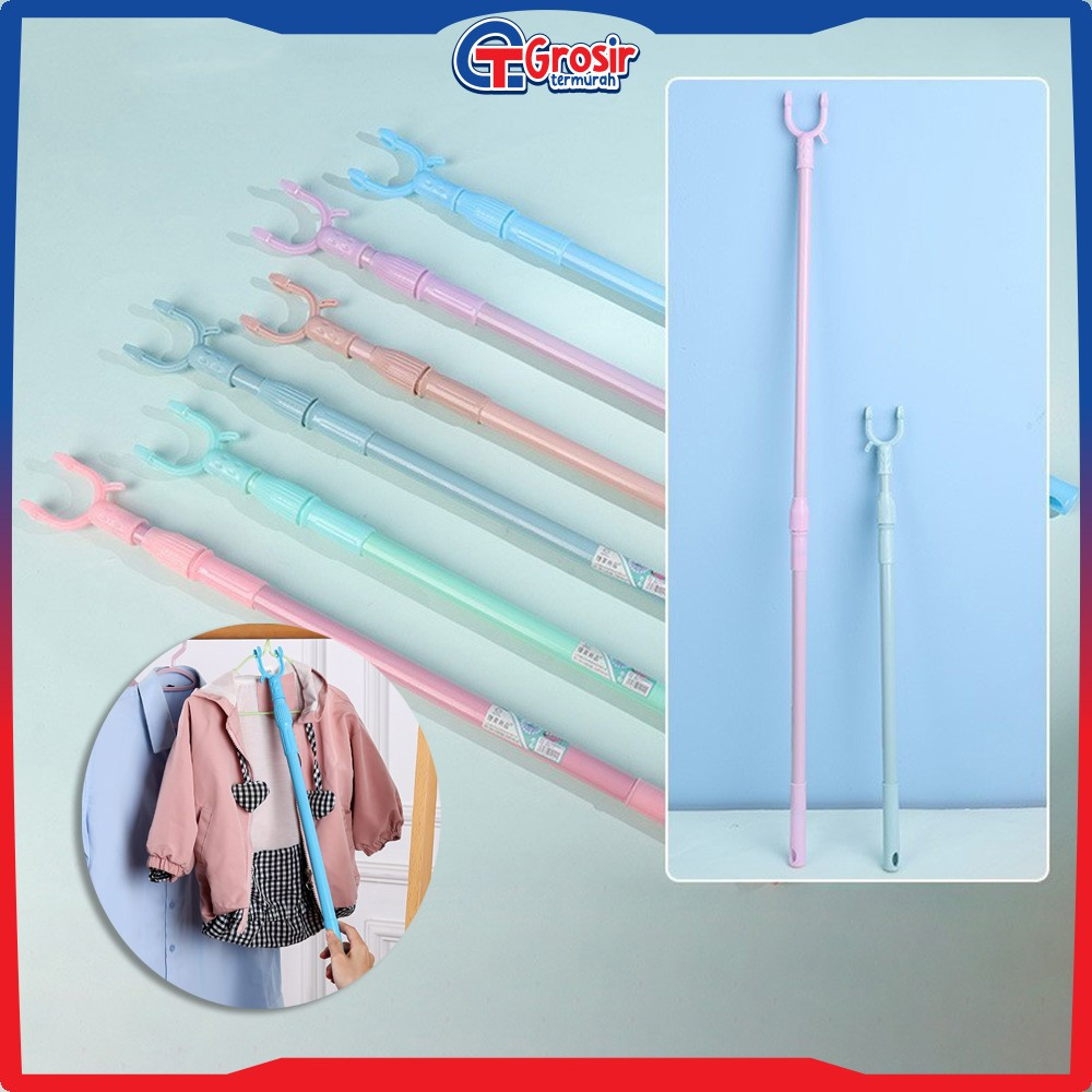 Tongkat Pengait Jemuran Bisa Setel Panjang Pendek / Galah Hanger Gantungan Baju Display Toko / Tongk