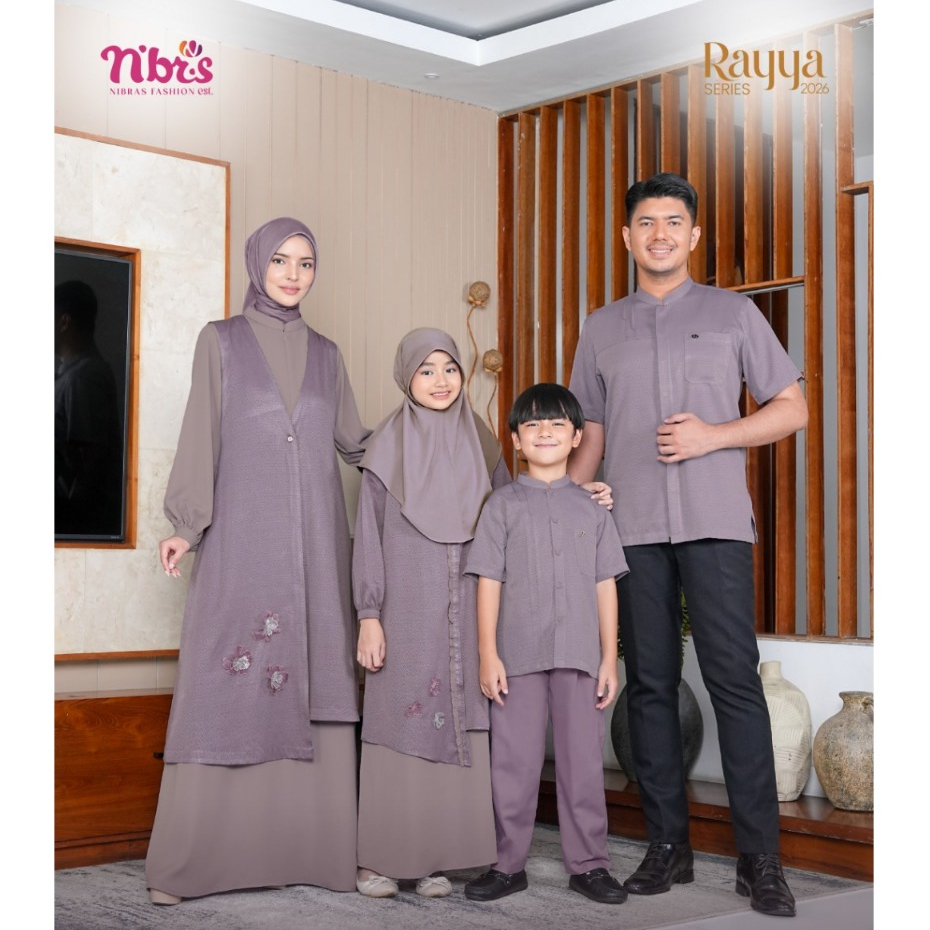 SARIMBIT KELUARGA JODIA GREY LILAC BY NBRS FASHION GAMIS KOKO BAJU BUSANA MUSLIM IBU BUSUI AYAH ANAK
