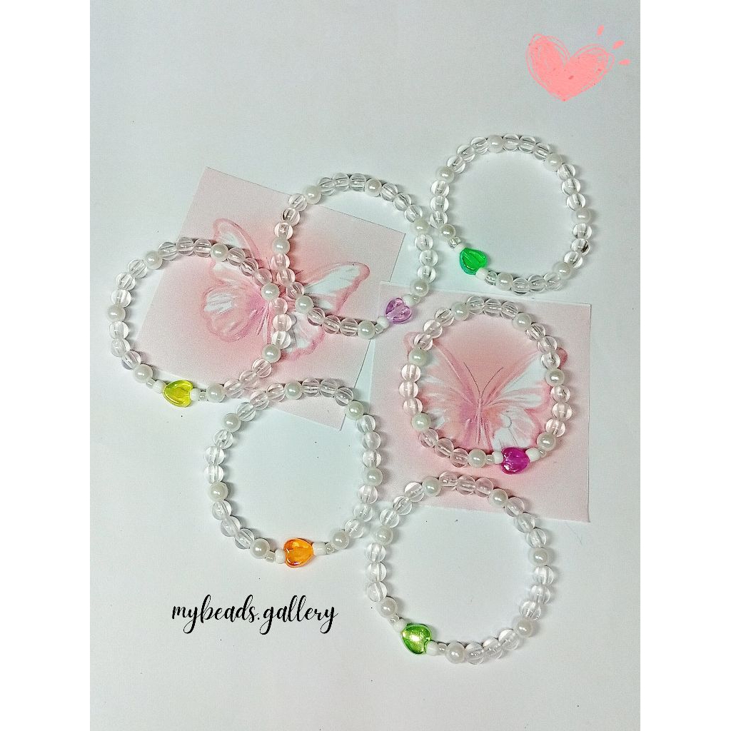 Gelang Manik Mutiara Love / Gelang Mutiara Manik Love Handmade / Gelang Manik Mutiara Putih Love