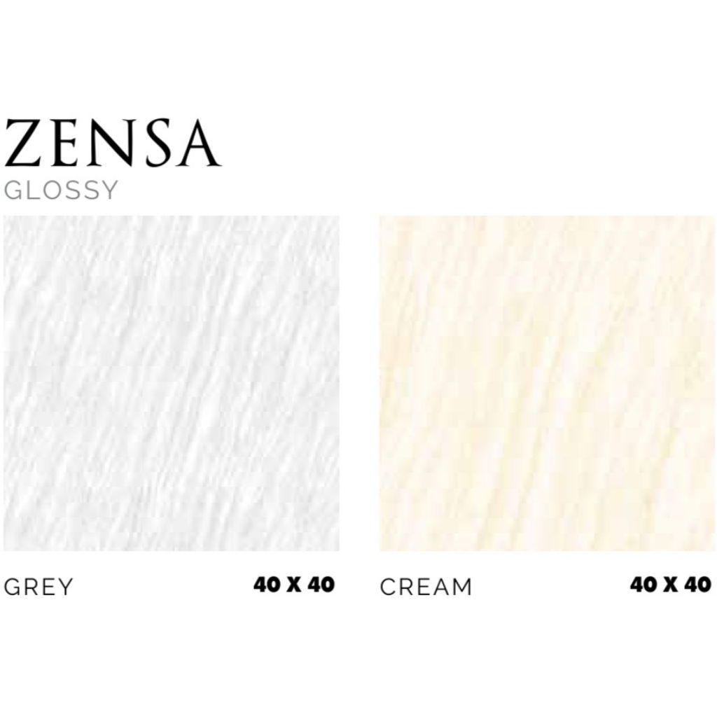 Keramik Merk Asia Tile Zensa Cream/Grey ukuran 40x40 cm/30x30 cm tekstur Glossy
