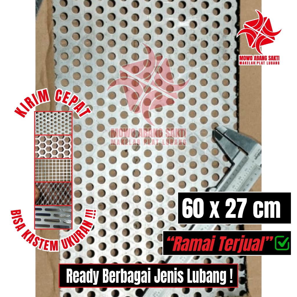 Ram Gril / Plat Lubang/ salon box sound/60x27 cm kotak 10x10 mm ,  Segienam 6 mm , dan bulat 3 mm , 