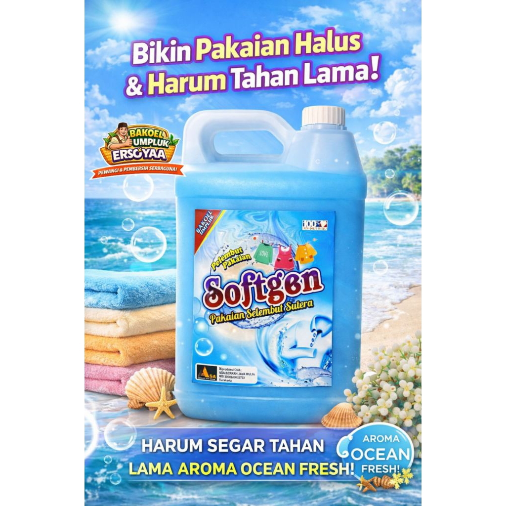 Softener Pelembut Dan Pewangi Pakaian Sekali Bilas 5 Liter